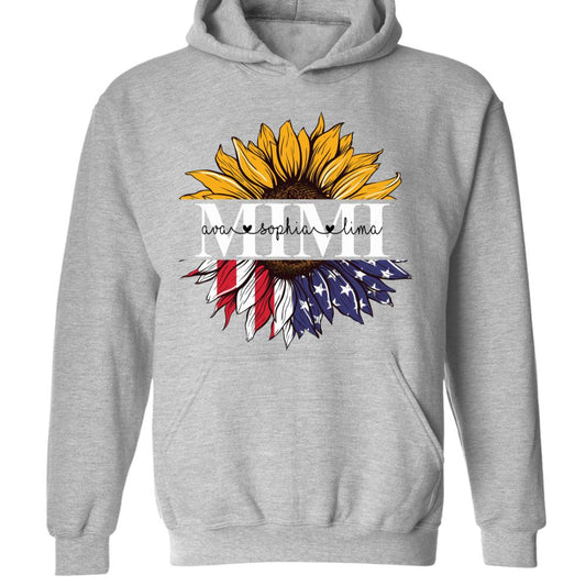 Simmon Kick Grandma with grandkids sunflower Personalized mother day gift 2022 Hoodie